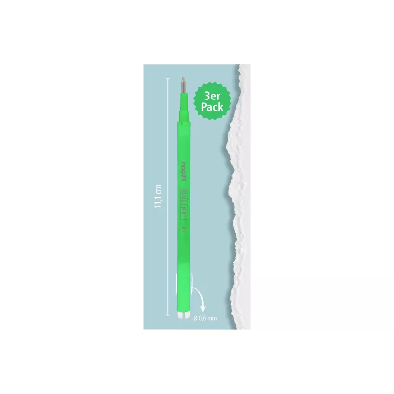 ONLINE magiXX Gelstift-Nachfüllung Grün 0,7 mm 3 Stück (40165/3)