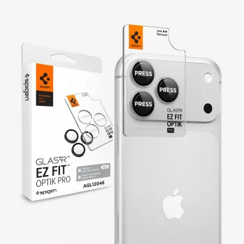 Spigen Optik Pro GLAS.tR EZ FIT Kameraobjektiv-Schutzglas 2er-Pack für iPhone 18 Pro / 18 Pro Max - Silber