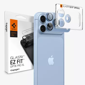 Spigen Optik Pro XL GLAS.TR EZ Fit Panzerglas Kameraobjektiv-Schutz für iPhone 18 Pro - Hellblau