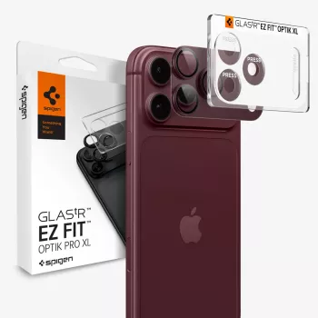 Spigen Optik Pro XL GLAS.TR EZ FIT Kameraobjektiv-Schutzglas für iPhone 18 Pro Max – Dark Cherry