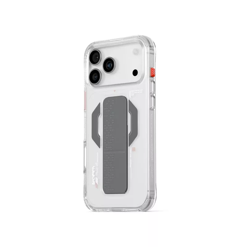 SKINARMA Haxa Hülle für iPhone 17 Pro Max mit magnetischer Ladefunktion und Griffständer - Transparent
