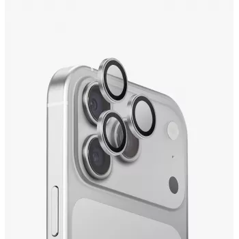 UNIQ Optix Aluguard (DX2) Kamera-Objektivschutz für iPhone 18 Pro / 18 Pro Max – Silber mit Applikator