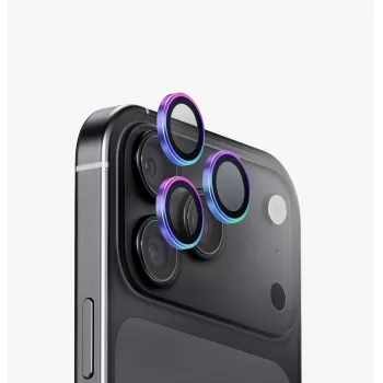 UNIQ Optix Aluguard (DX2) Kamera-Objektivschutz für iPhone 18 Pro / iPhone 18 Pro Max – Iridescent mit Applikator