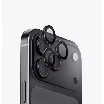 UNIQ Optix Aluguard (DX2) Kamera-Objektivschutz für iPhone 18 Pro / iPhone 18 Pro Max – Schwarz mit Applikator