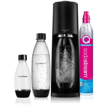 SodaStream Terra Megapack Schwarz Wassersprudler mit 3 Flaschen und Quick Connect CO2-Zylinder