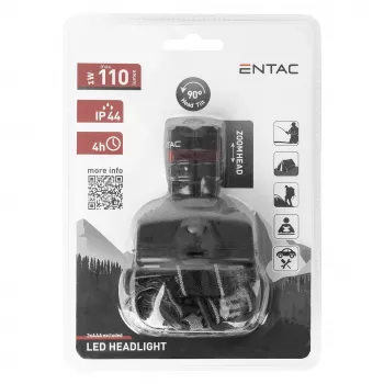 ENTAC EHL-ZOOM-1W-PL Zoom 1W LED-Stirnlampe, Schwarz