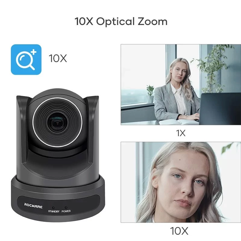 ROCWARE RC20 PTZ-Kamera 1080p 12x optischer Zoom HDMI USB 3.0 LAN