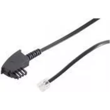 ShiverPeaks 70093-KOMSA - 3 m - TAE-F - RJ-11 - Schwarz - Stecker/Stecker - Rundes Telefonkabel