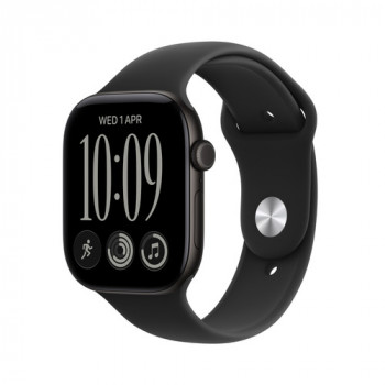 Apple Watch Series 12 GPS 42 mm Aluminiumgehäuse Schwarz mit Sportarmband Schwarz – S/M