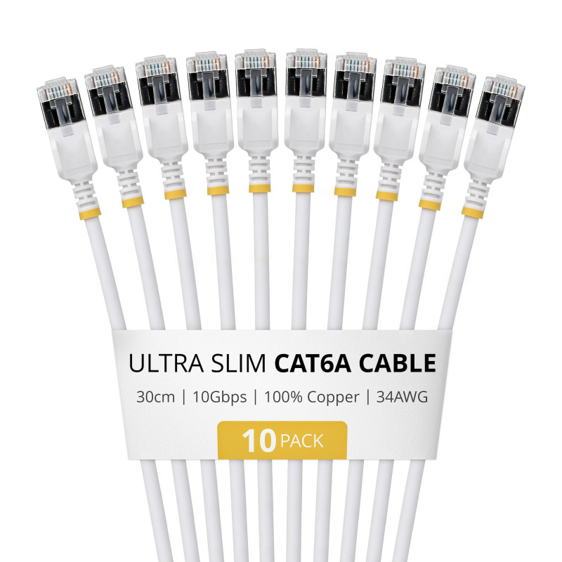 StarTech Slim Cat6a U/FTP Patchkabel RJ45, 0,3 m, 10er-Pack