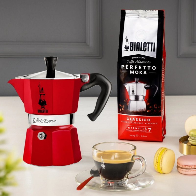Bialetti Candyland Moka Express 3TZ Handkaffeemaschine, 150 ml, Rot