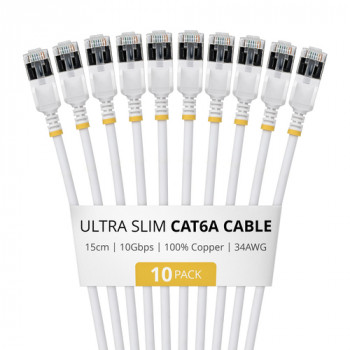 StarTech.com Slim Cat6a U/FTP Patchkabel RJ45, 0,15 m, Weiß, 10er-Pack
