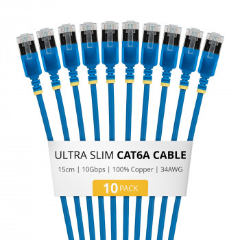 StarTech.com Slim Cat6a U/FTP Patchkabel RJ45, 0,15 m, Blau, 10er-Pack