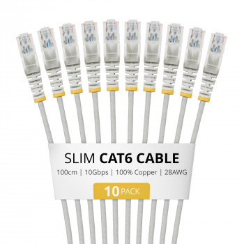 StarTech.com Slim Cat6 U/UTP Patchkabel RJ45, 1 m, Grau, 10er-Pack
