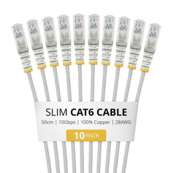 StarTech.com Slim Cat6 U/UTP Patchkabel RJ45, 0,5 m, Grau, 10er-Pack