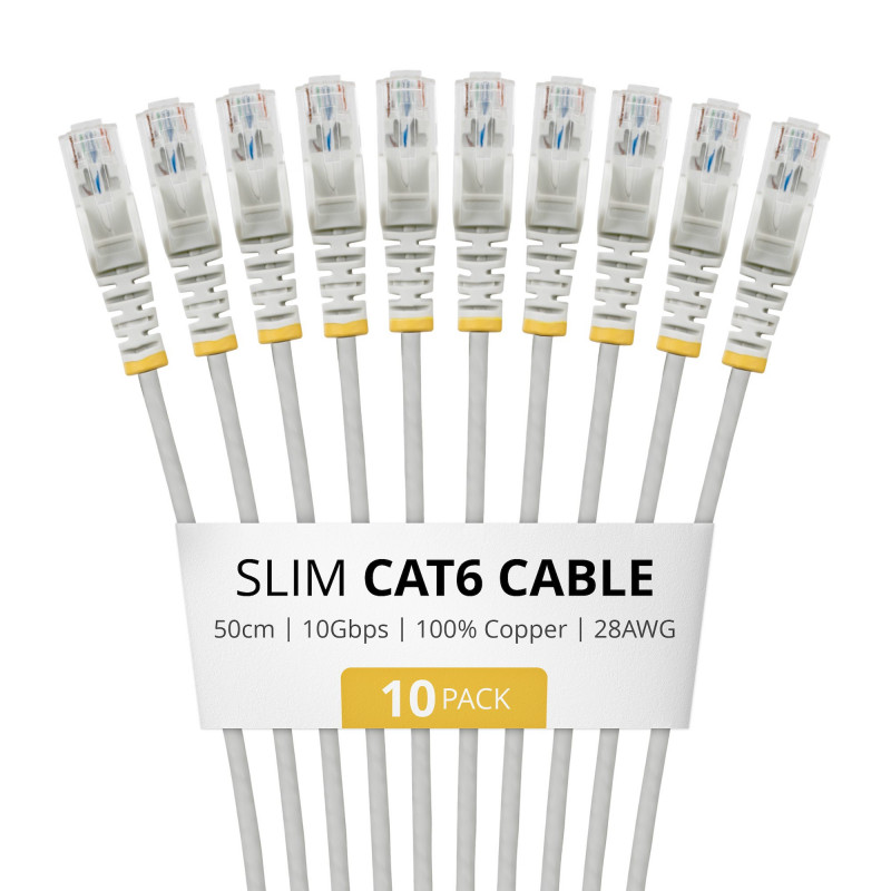 StarTech.com Slim Cat6 U/UTP Patchkabel RJ45, 0,5 m, Grau, 10er-Pack