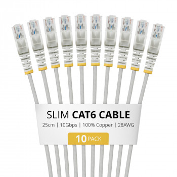 StarTech.com Slim Cat6 U/UTP Patchkabel RJ45, 0,25 m, Grau, 10er-Pack