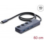 Delock USB 10 Gbps Hub mit 3 x USB Typ-A und 1 x USB Typ-C™ Anschluss mit Schalter (64384)