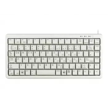 Cherry Slim Line G84-4100 Kompakte Tastatur, PS/2 + USB, 83 Tasten, Deutsches Layout (QWERTZ), Hellgrau