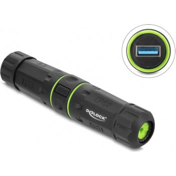Delock Kabelverbinder USB 5 Gbps Typ-A Buchse zu USB 5 Gbps Typ-A Buchse mit M20 x 1,5 mm Gewinde IP68 staub- und wasserdicht (91842)