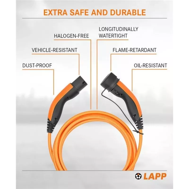 LAPP MOBILITY Ladekabel Typ 2, bis zu 11 kW, 5 m, Orange (61785)