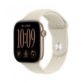 Apple Watch Series 12 GPS 46mm Aluminiumgehäuse in Hellgold mit Sand Sportarmband - M/L