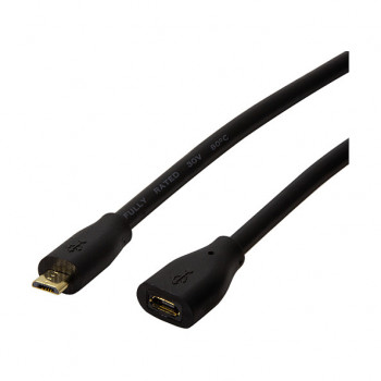 LogiLink CU0120 USB 2.0 Verlängerungskabel, Micro-USB B Stecker auf Micro-USB B Buchse, 0,5 m, Schwarz