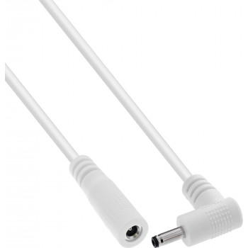 InLine® DC-Verlängerungskabel, gewinkelter Stecker, 3,5 x 1,35 mm, weiß, 0,5 m