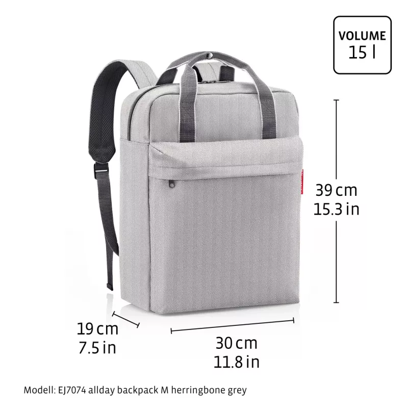 Reisenthel allday Rucksack M für Laptops bis 15,6 inch, 15 L, Schwarz
