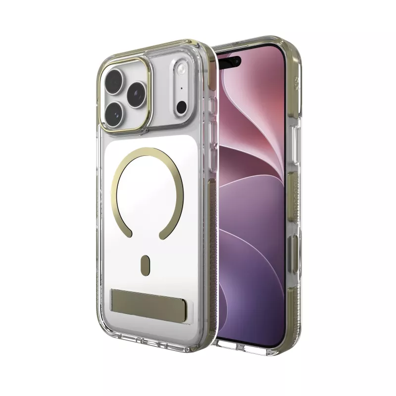 Zagg Santa Cruz Snap Metallic Hülle mit Ständer für iPhone 18 Pro Max / 17 Pro Max, Gold