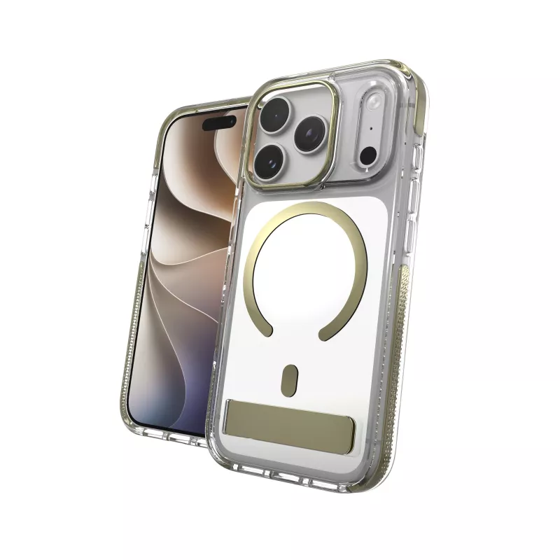 Zagg Santa Cruz Snap Metallic Hülle mit Ständer für iPhone 18 Pro / 17 Pro, Gold