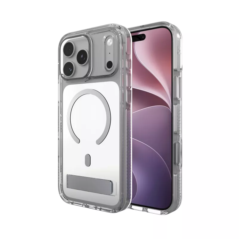 Zagg Santa Cruz Snap Metallic Hülle mit Ständer für iPhone 18 Pro Max / 17 Pro Max, Silber