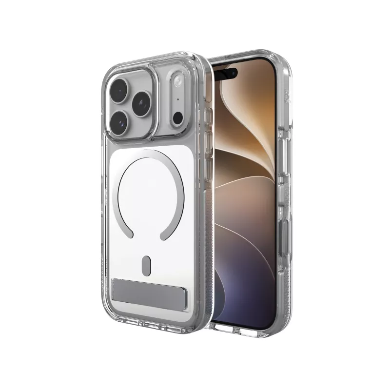 Zagg Santa Cruz Snap Metallic Hülle mit Ständer für iPhone 18 Pro / 17 Pro, Silber