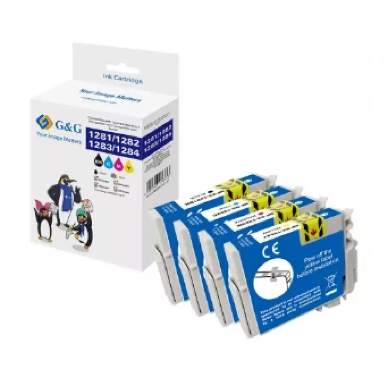 G&G Kompatible Tintenpatronen-Multipack für Epson T1285 (C13T12854012), Schwarz/Cyan/Magenta/Gelb