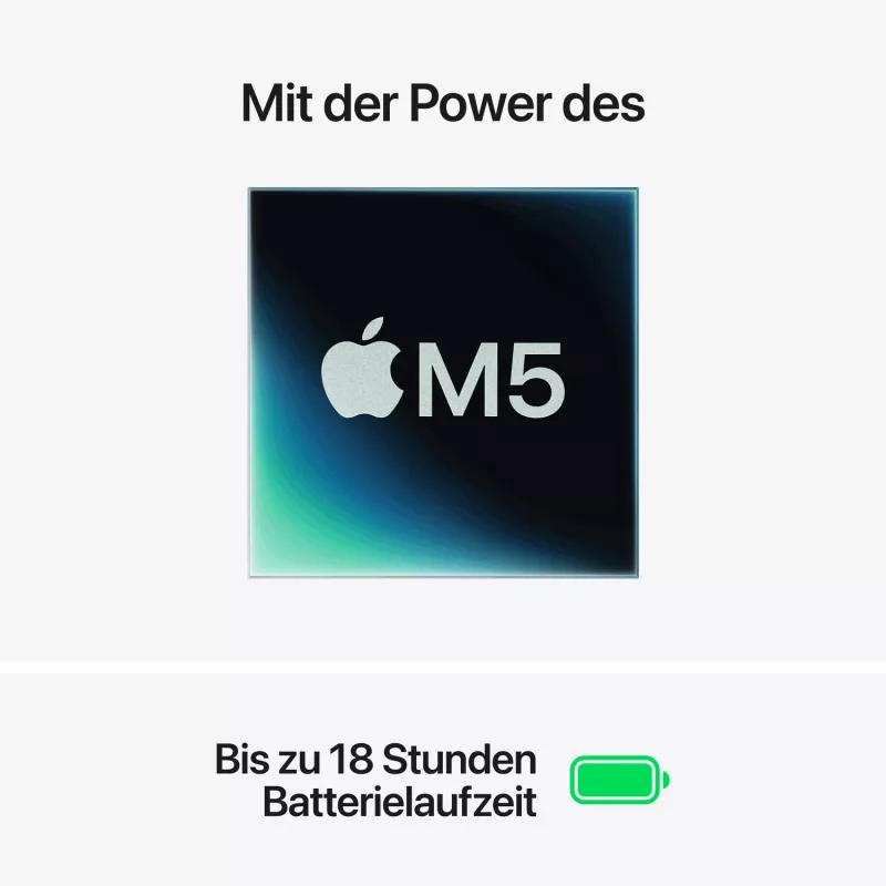 Apple MacBook Air 15 inch M5 10-Core CPU 10-Core GPU 24GB RAM 2TB SSD – Silber, deutsche Tastatur mit Touch ID, 35W Dual USB-C Netzteil (CTO)