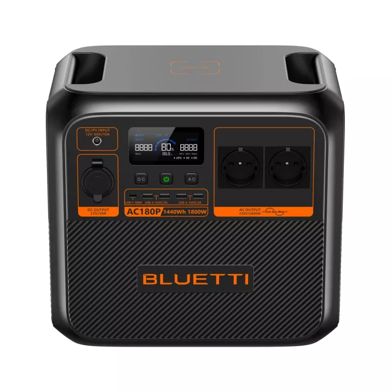 Bluetti AC180P Tragbare Powerstation, LiFePO4, 36000 mAh, 1800 W, 16 kg