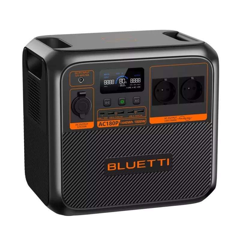 Bluetti AC180P Tragbare Powerstation, LiFePO4, 36000 mAh, 1800 W, 16 kg