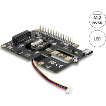 Delock Adapter Raspberry Pi 5 zu 1 x M.2 NVMe Key M Slot (62145)