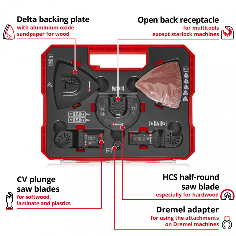 Einhell 708136 Multifunktionswerkzeug-Zubehörset, 35 Teile, im XL-PLUS-CASE