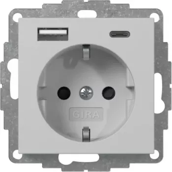 Gira Steckdose mit USB, Grau (2459015)