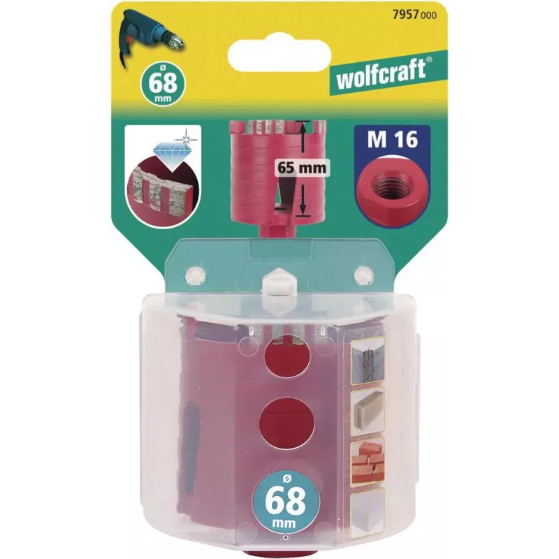 Wolfcraft 7957000 Diamantbesetzter Hohlbohrer, 68 mm