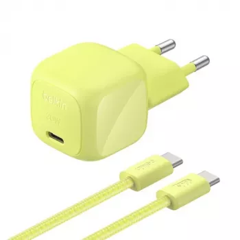 Belkin BOOST Charge USB-C/USB-C 30W PD Ladegerät mit PPS, Citrus + 2 m USB-C Kabel (WCA008KQ2MGR-B6)