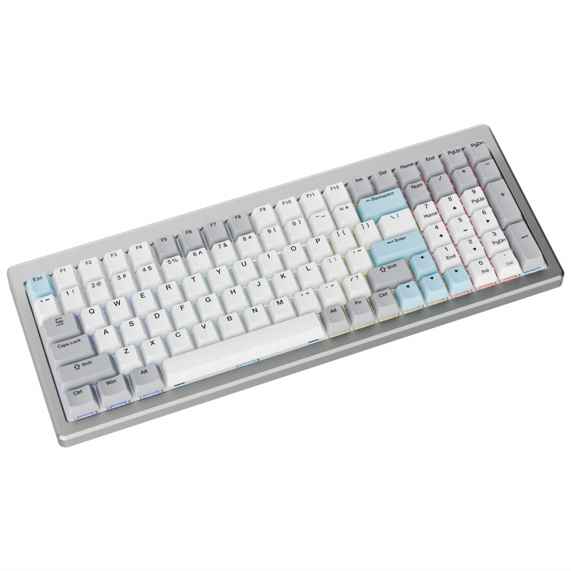 Ducky Cushion 98 Gaming-Tastatur, 96%, US-Layout (ANSI), Shush Green Switches - Silber (DKCUS2598-DDUSPHCC4S1)
