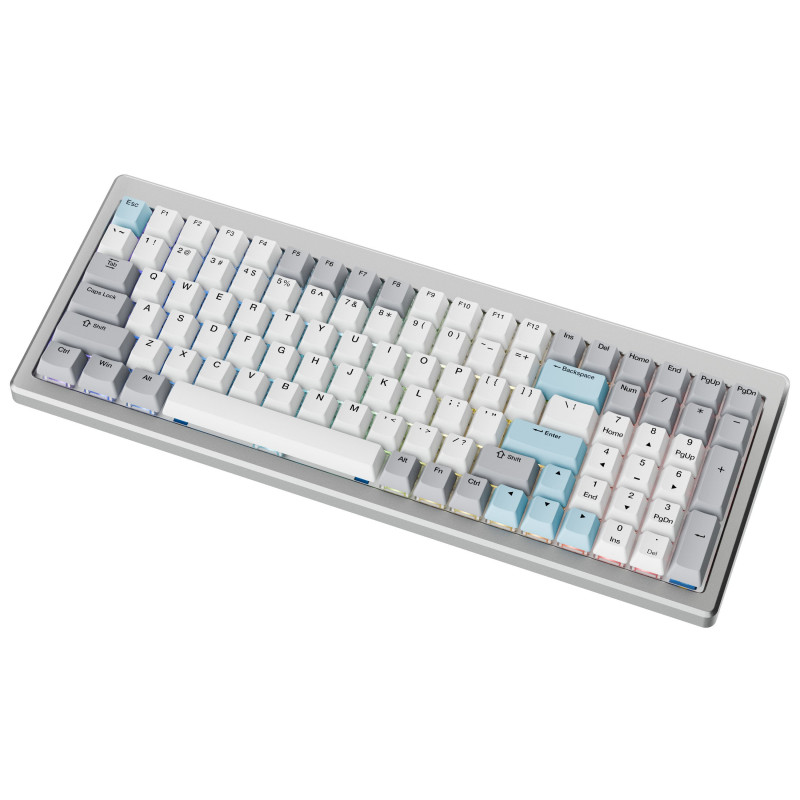 Ducky Cushion 98 Gaming-Tastatur, 96%, US-Layout (ANSI), Shush Green Switches - Silber (DKCUS2598-DDUSPHCC4S1)
