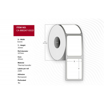 Etiketten erfassen 51 x 32 mm, 25 mm Kern (CA-880247-031D)