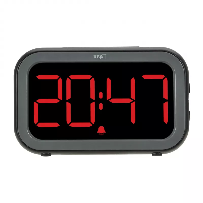 TFA Dostmann Bingo Hybrid digitaler Wecker, LCD/LED-Display, Schwarz/Anthrazit, 60.2048.01