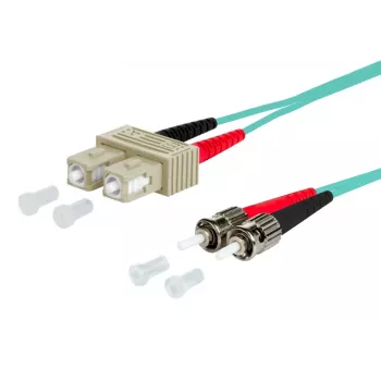 Metz OpDAT LWL-Patchkabel SC-Duplex auf 2x ST, OM3, 2 m, aqua