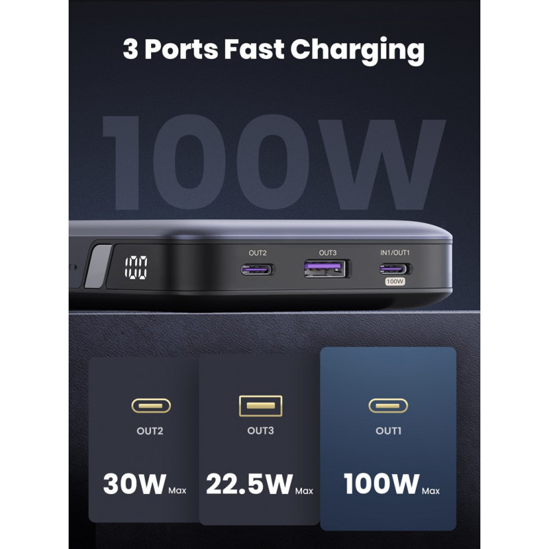 Ugreen PB720 Powerbank 20000 mAh, Grau