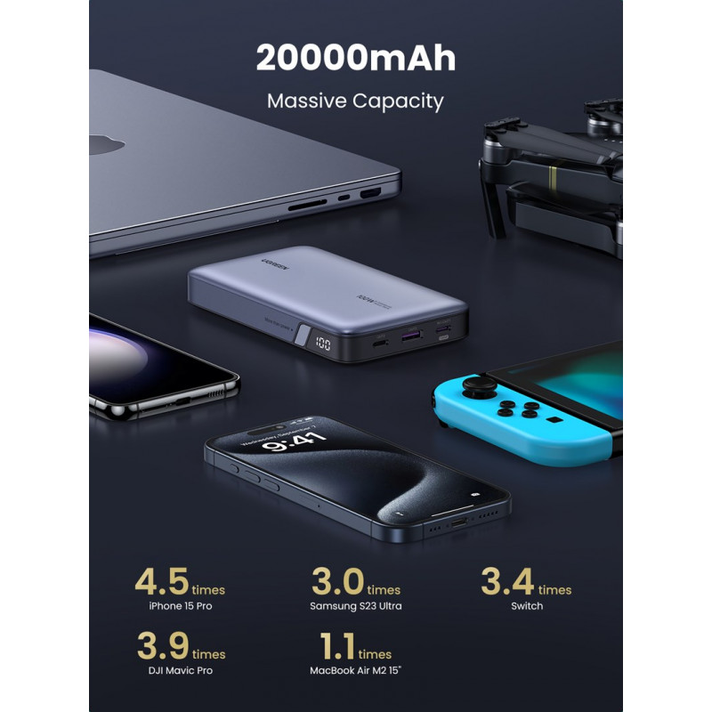 Ugreen PB720 Powerbank 20000 mAh, Grau