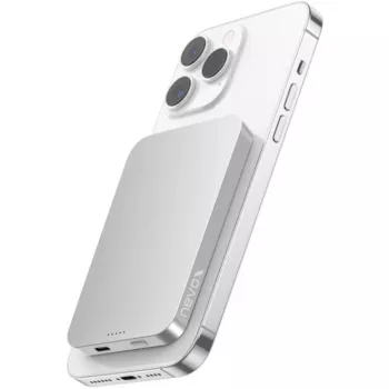 Nevox Magnetische Wireless Powerbank Qi2, 5000 mAh, Silber/Weiß